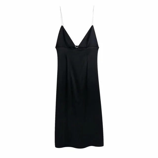 DIAMOND SPAGHETTI STRAP MIDI DRESS