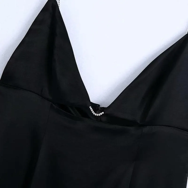 DIAMOND SPAGHETTI STRAP MIDI DRESS