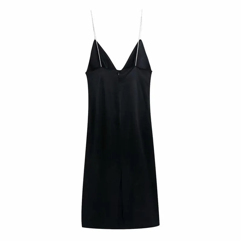 DIAMOND SPAGHETTI STRAP MIDI DRESS