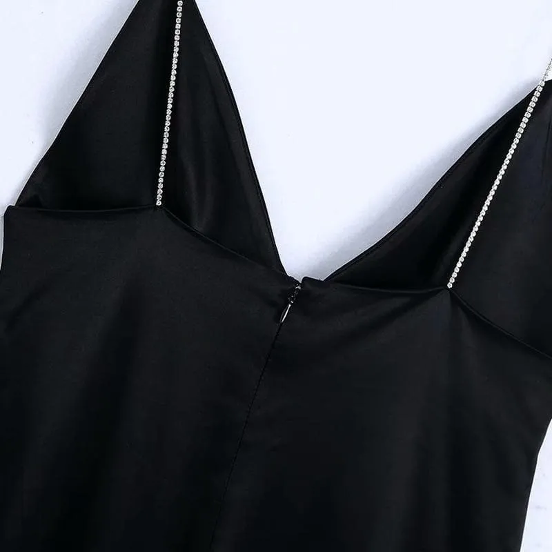 DIAMOND SPAGHETTI STRAP MIDI DRESS