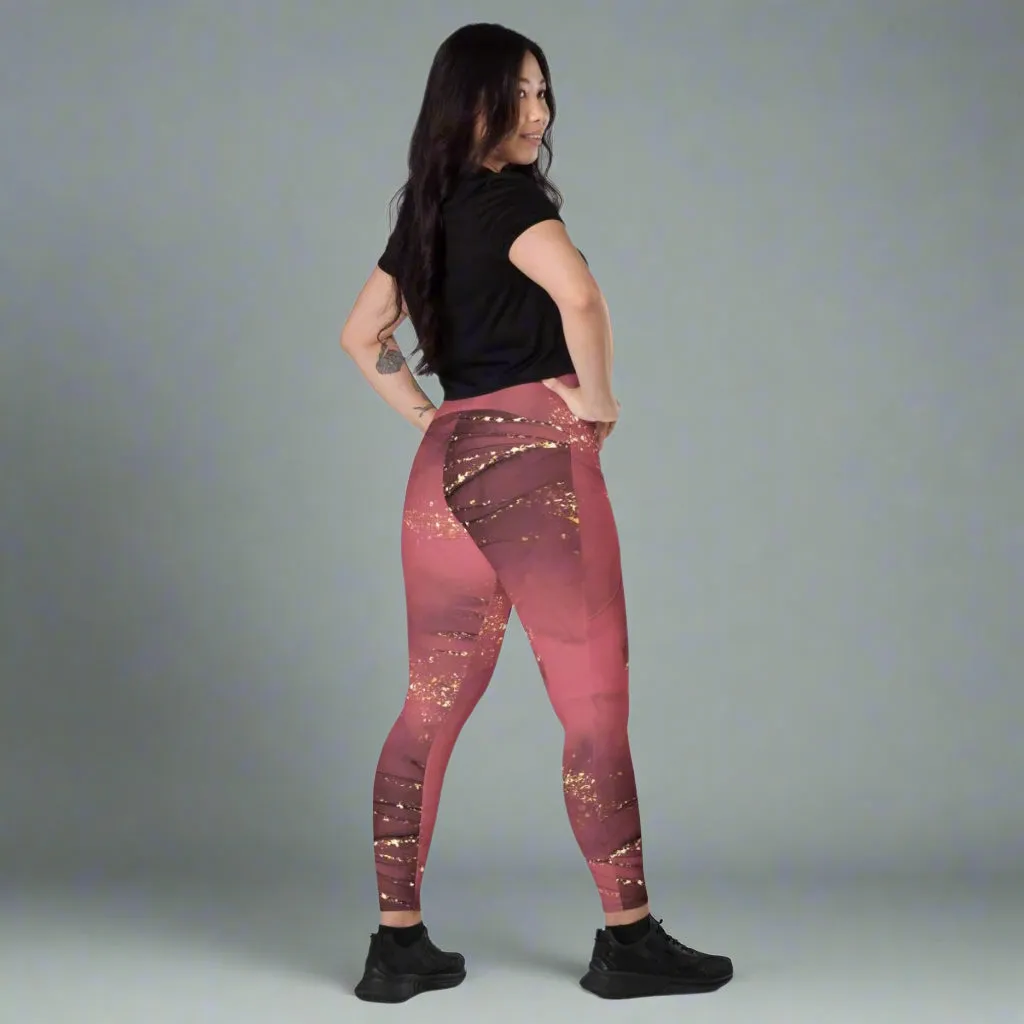 Eco-friendly Pocket Leggings for Women | 2XS-6XL | Sustainable Activewear | Golden Glimmer Dusty Rose