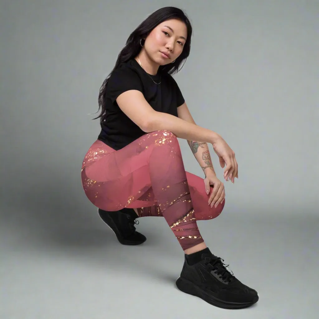 Eco-friendly Pocket Leggings for Women | 2XS-6XL | Sustainable Activewear | Golden Glimmer Dusty Rose