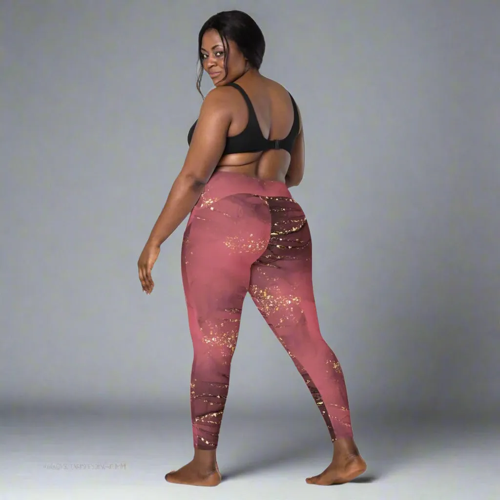 Eco-friendly Pocket Leggings for Women | 2XS-6XL | Sustainable Activewear | Golden Glimmer Dusty Rose