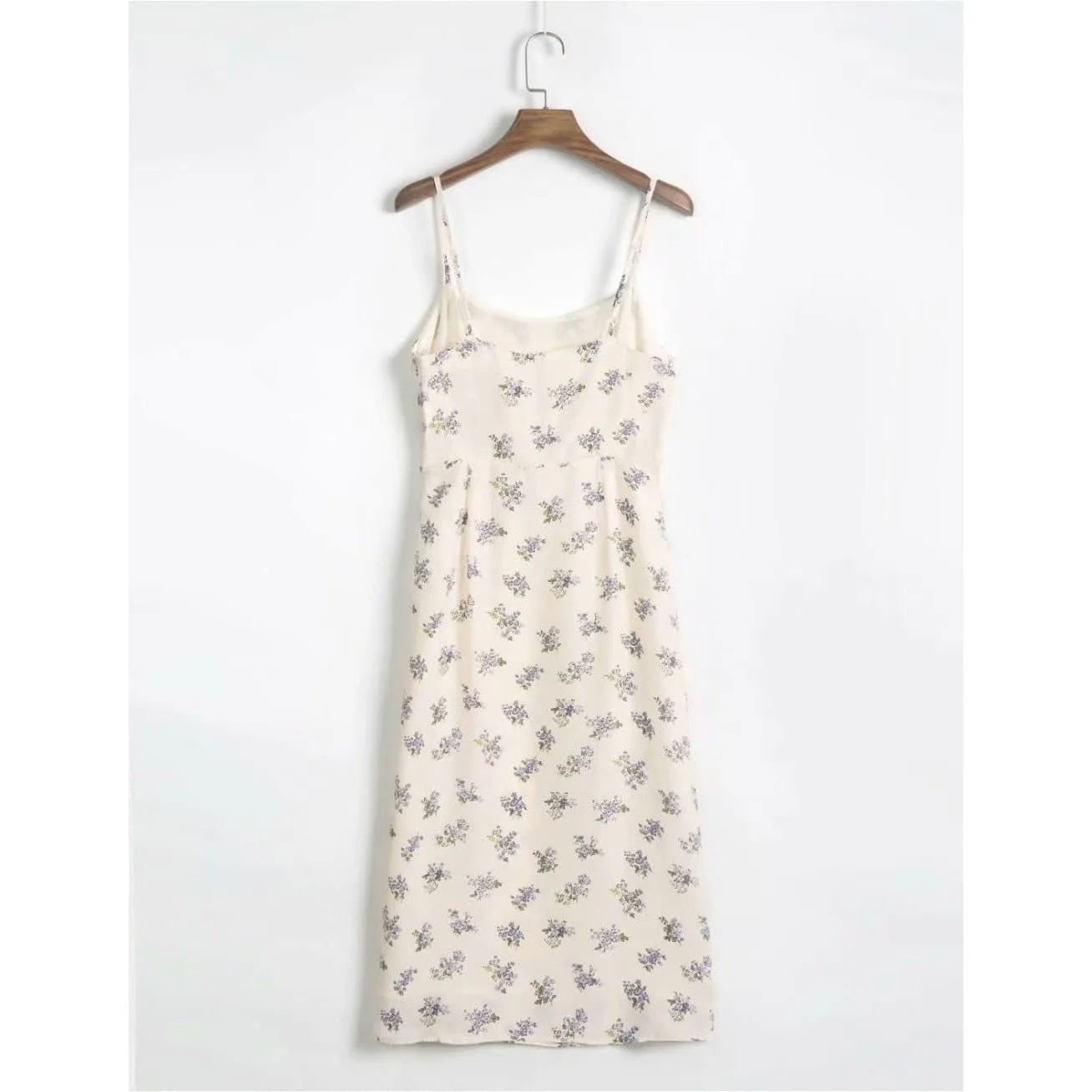 ELEGANT SLASH NECK SPAGHETTI STRAP MIDI DRESS