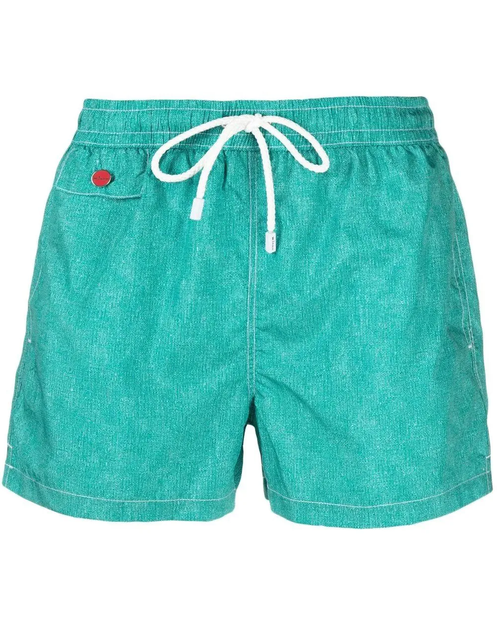 Emerald Green Textured Print Swim Trunk