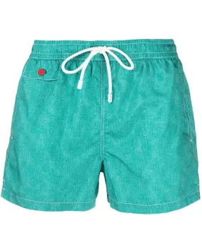Emerald Green Textured Print Swim Trunk