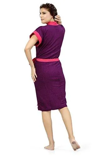 FeelBlue Double Shaded Cotton Bathrobe (Purple-Cherry)