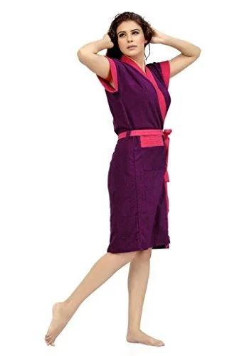 FeelBlue Double Shaded Cotton Bathrobe (Purple-Cherry)