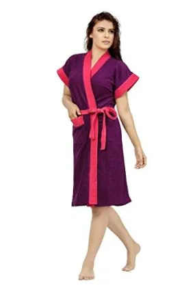 FeelBlue Double Shaded Cotton Bathrobe (Purple-Cherry)