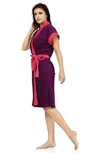 FeelBlue Double Shaded Cotton Bathrobe (Purple-Cherry)