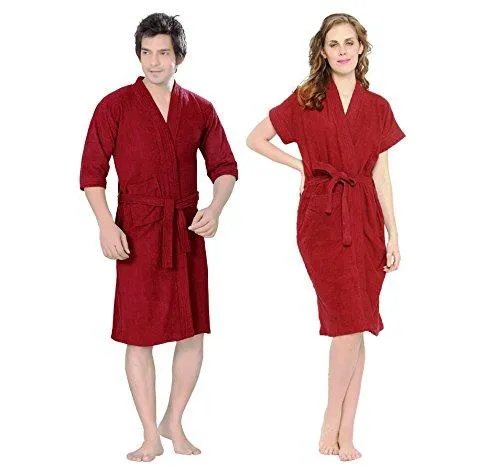 FeelBlue Unisex Combo Bathrobe (Pack of 2) -Maroon