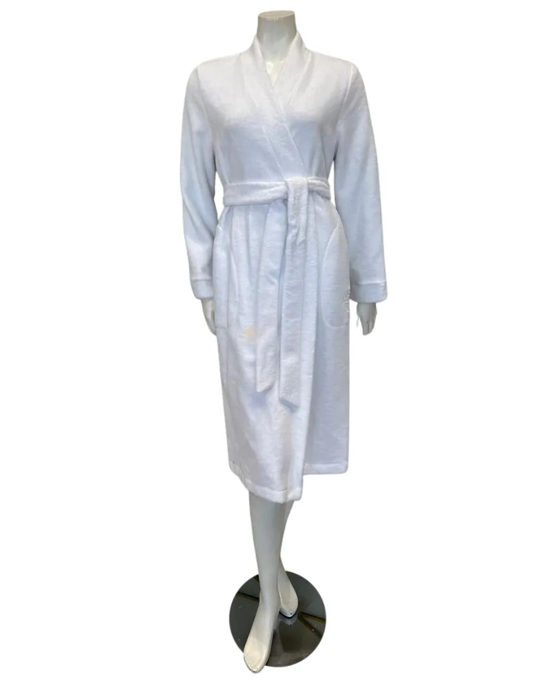 Feraud Paris White Plush Short Terry Wrap Bath Robe