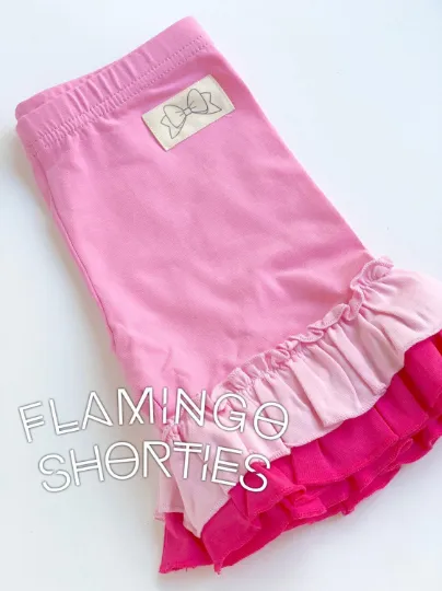 Flamingo Ruffle Shorties - Pink Ombre Ruffle Shorts - gorgeous knit ruffle shorts