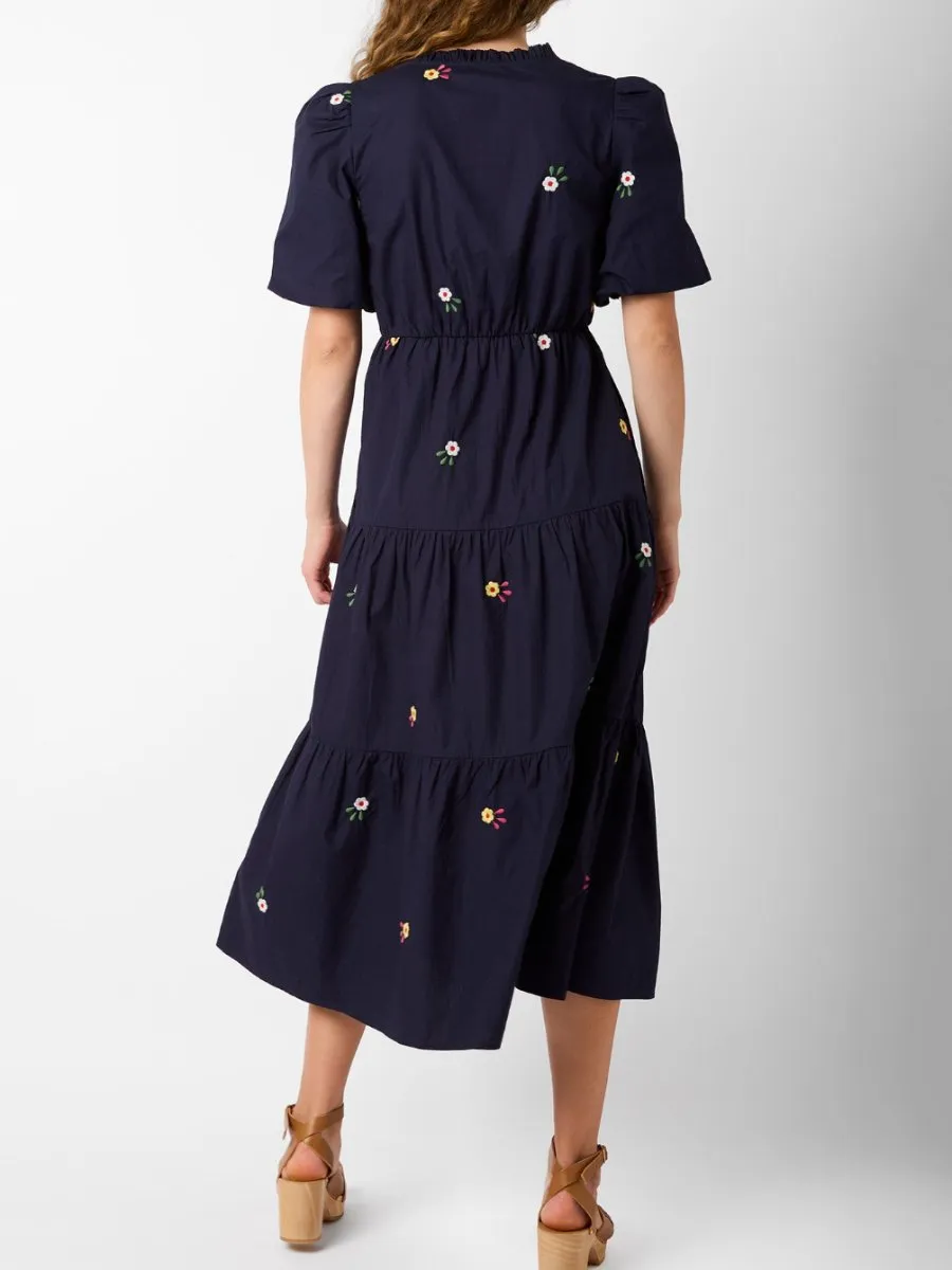 Floral Lace-Up Elegant Cotton Dress