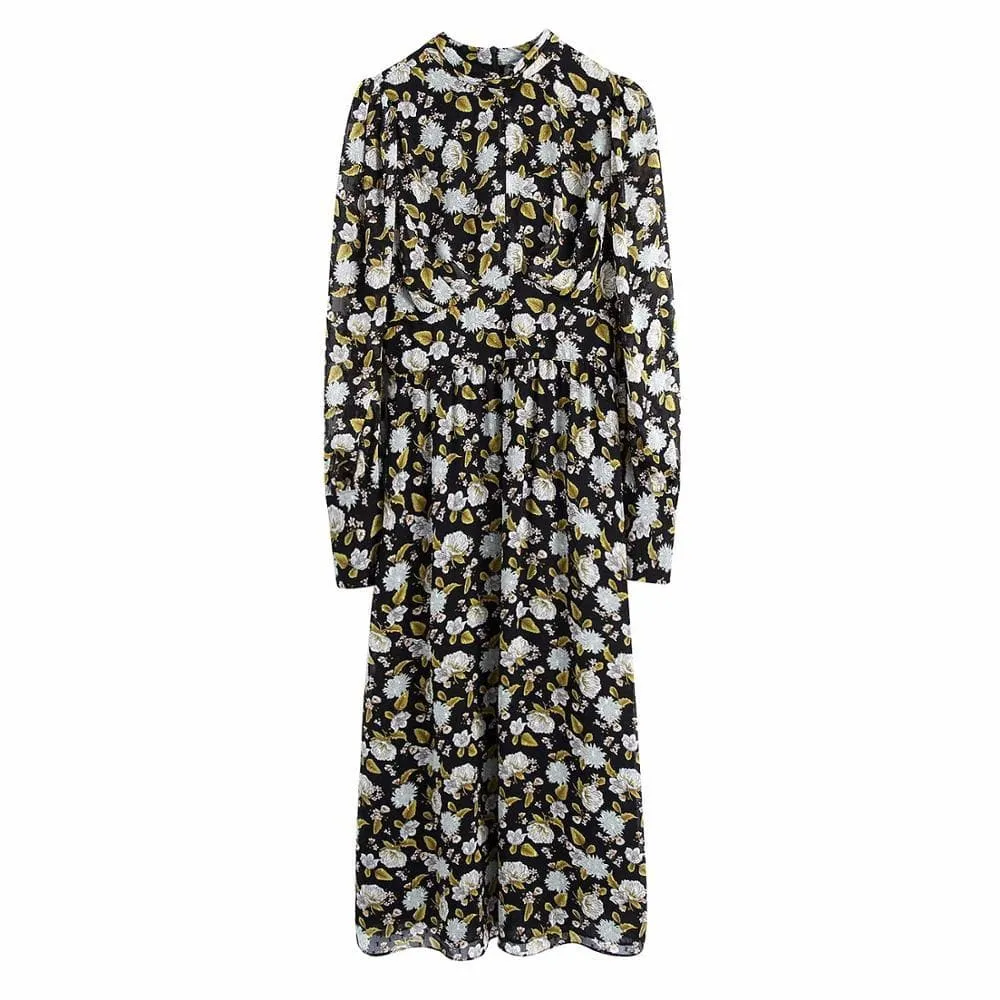 FLORAL VINTAGE CHIFFON DRESS