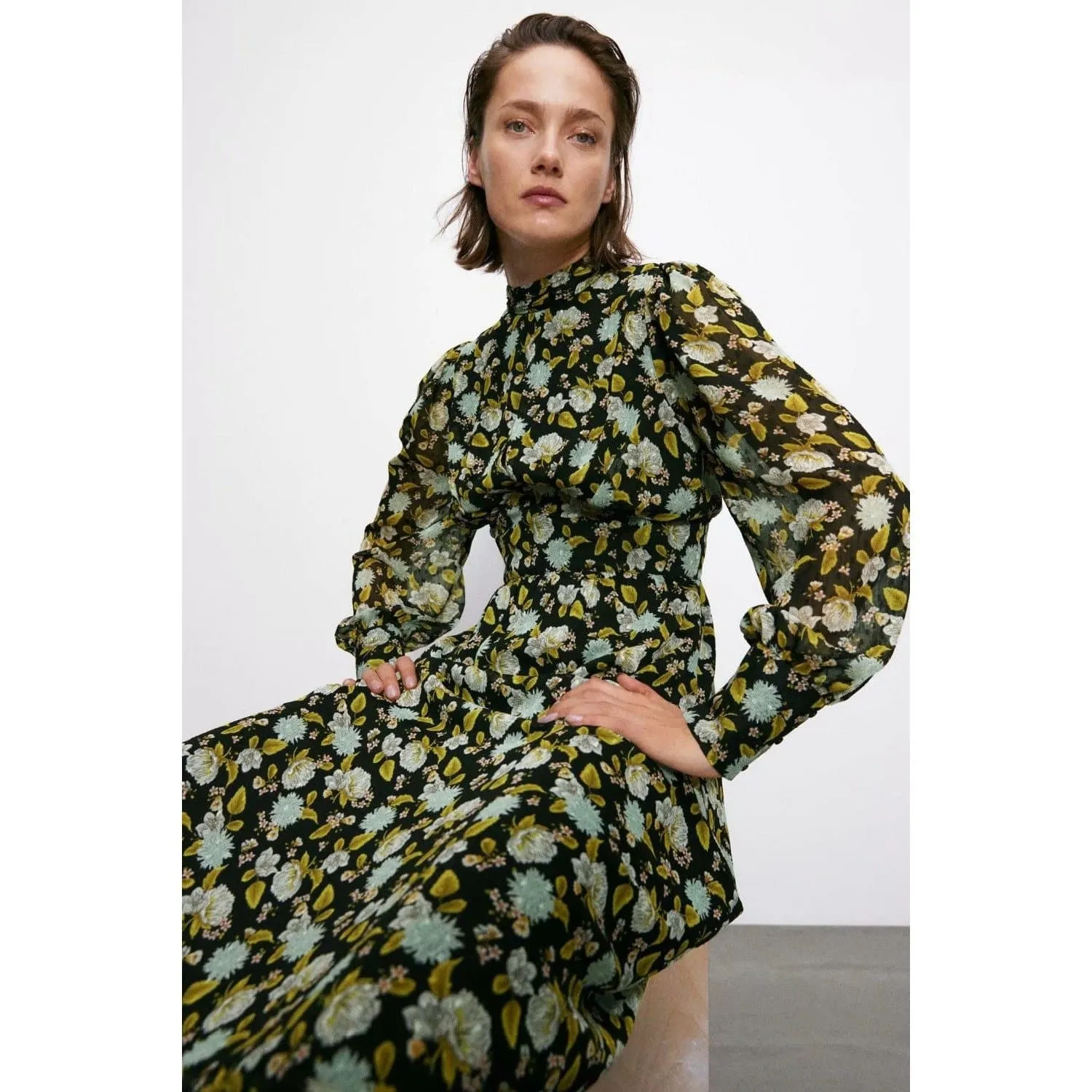 FLORAL VINTAGE CHIFFON DRESS