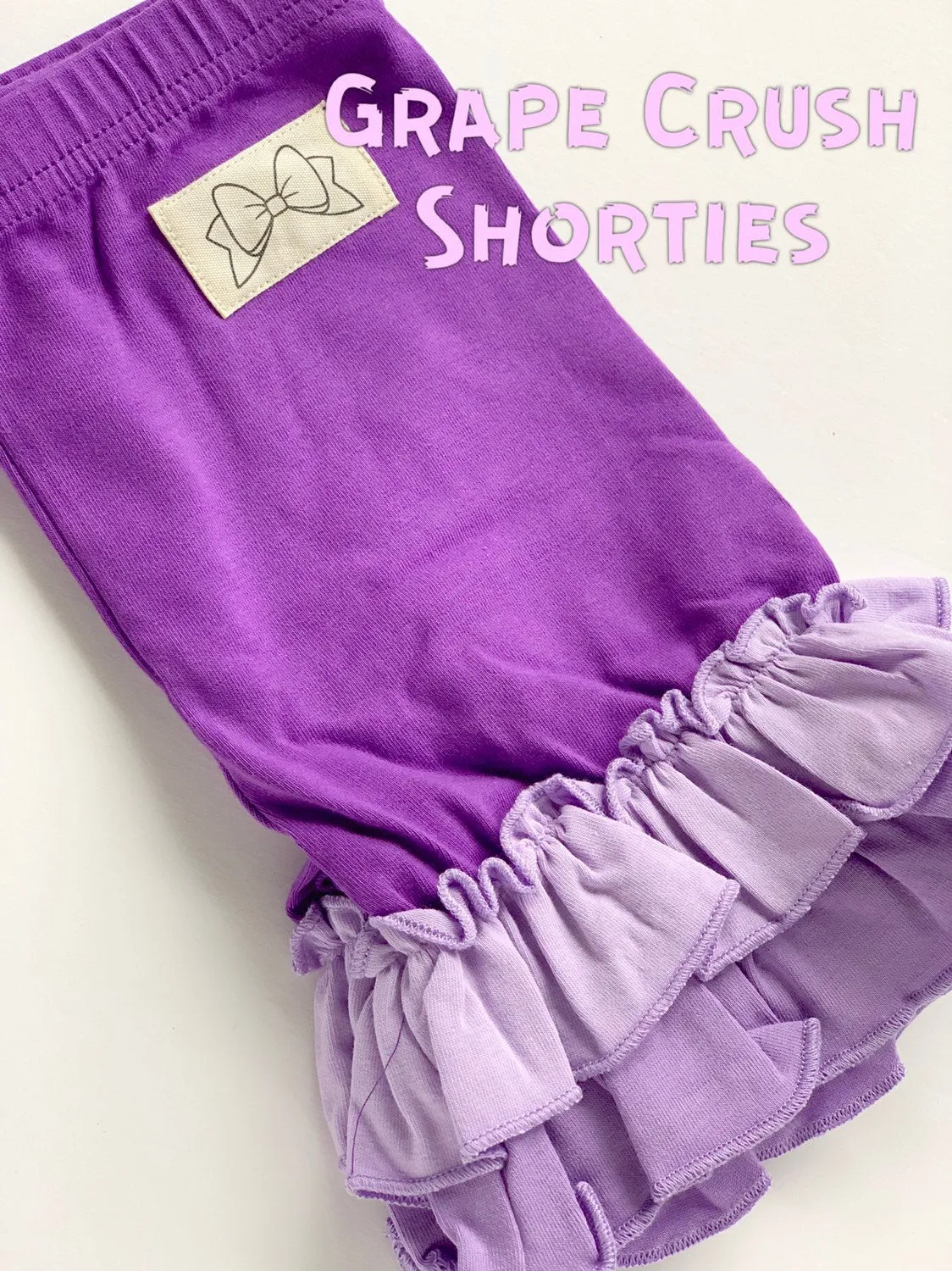 Grape Crush purple ombre Ruffle Shorties, purple Ruffle Shorts - knit ruffle shorties