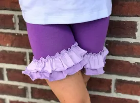 Grape Crush purple ombre Ruffle Shorties, purple Ruffle Shorts - knit ruffle shorties