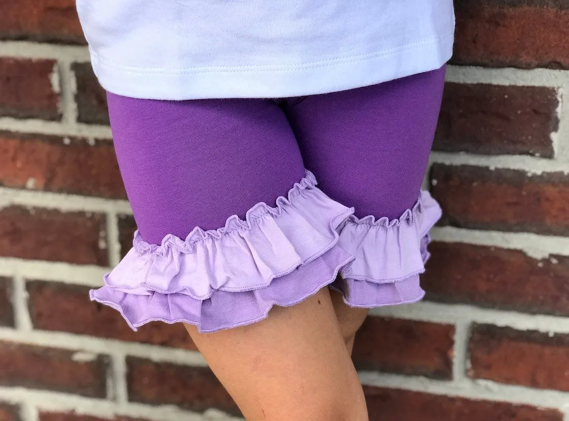 Grape Crush purple ombre Ruffle Shorties, purple Ruffle Shorts - knit ruffle shorties