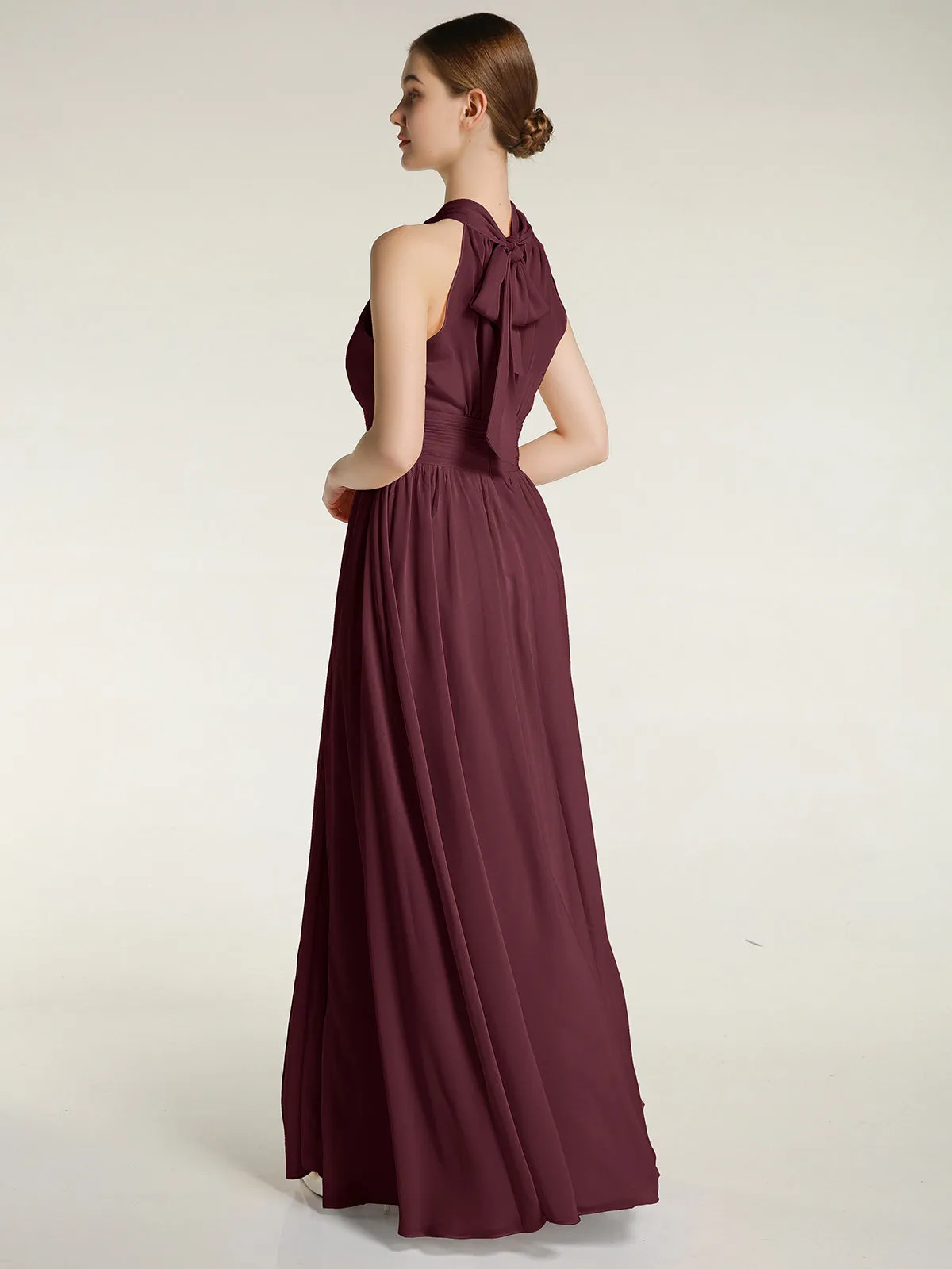 High Neck Full Length Dresses with Slit Cabernet