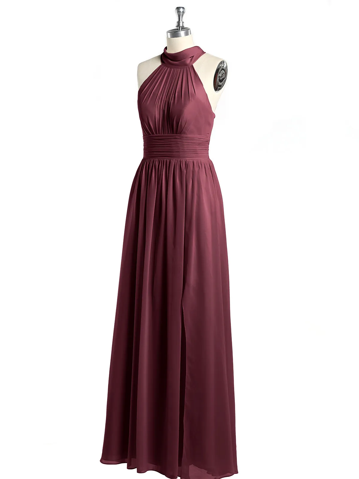 High Neck Full Length Dresses with Slit Cabernet