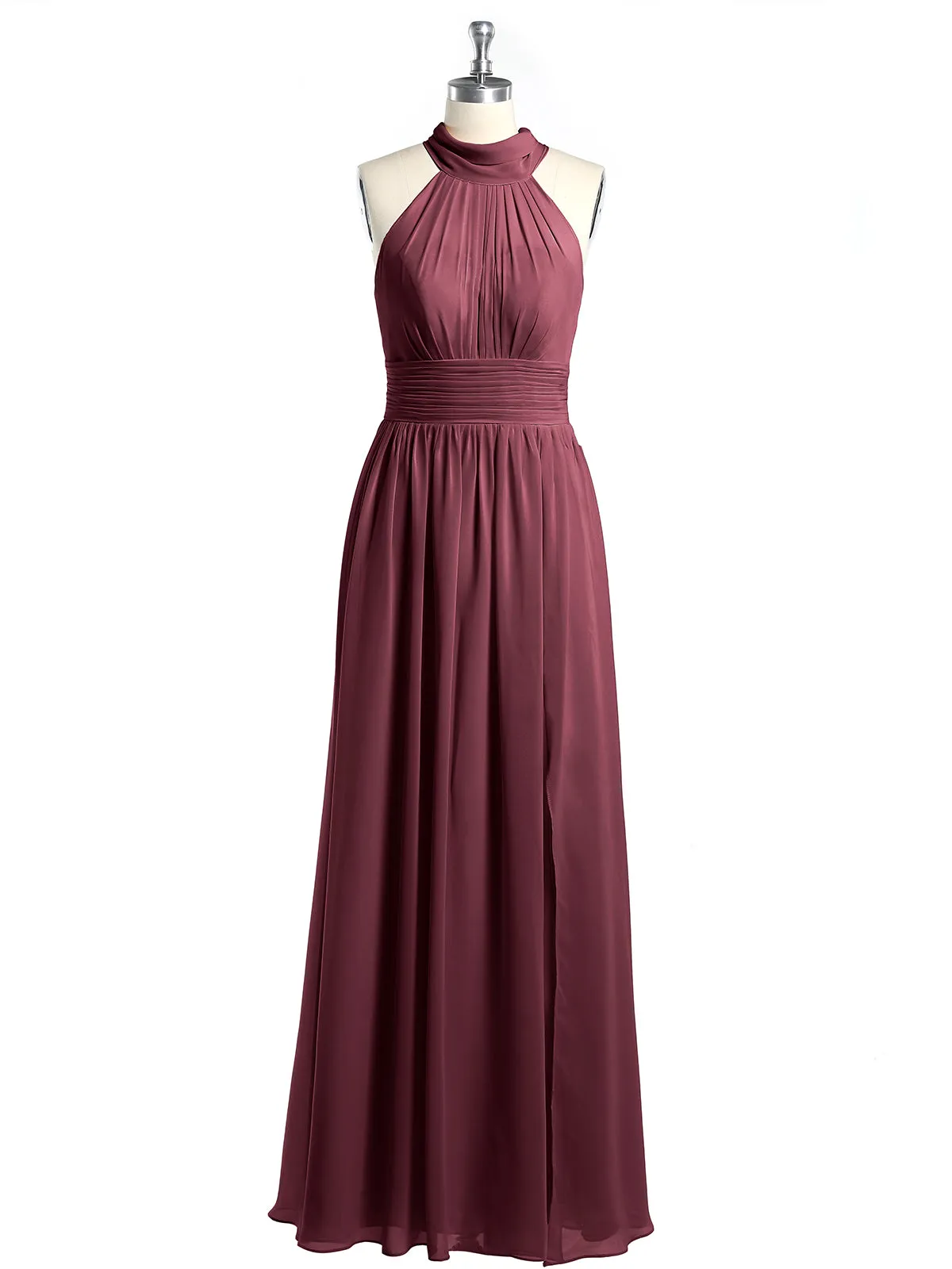 High Neck Full Length Dresses with Slit Cabernet