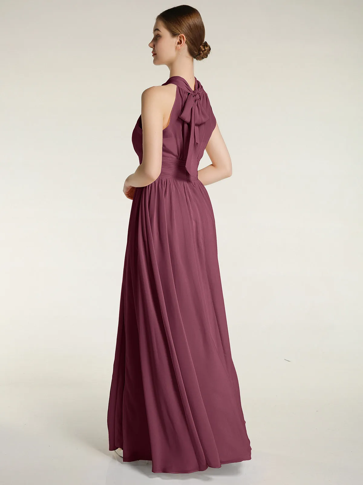 High Neck Full Length Dresses with Slit Mulberry Plus Size