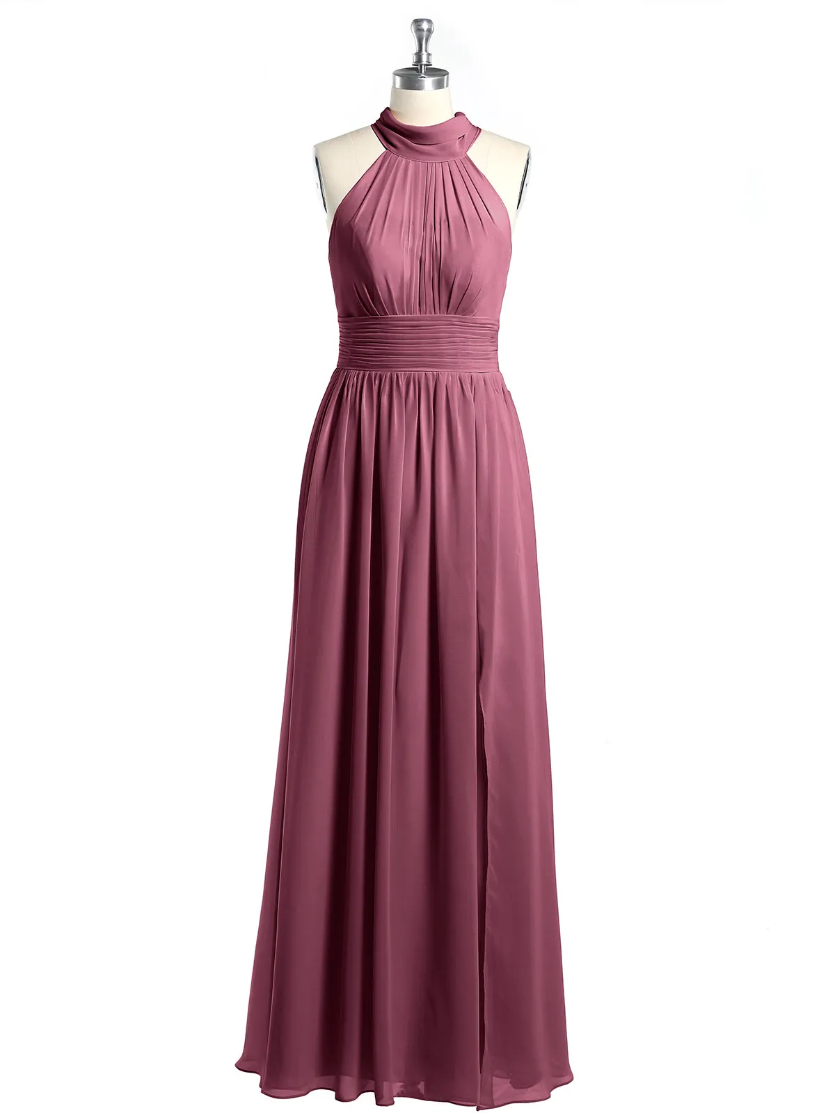 High Neck Full Length Dresses with Slit Mulberry Plus Size
