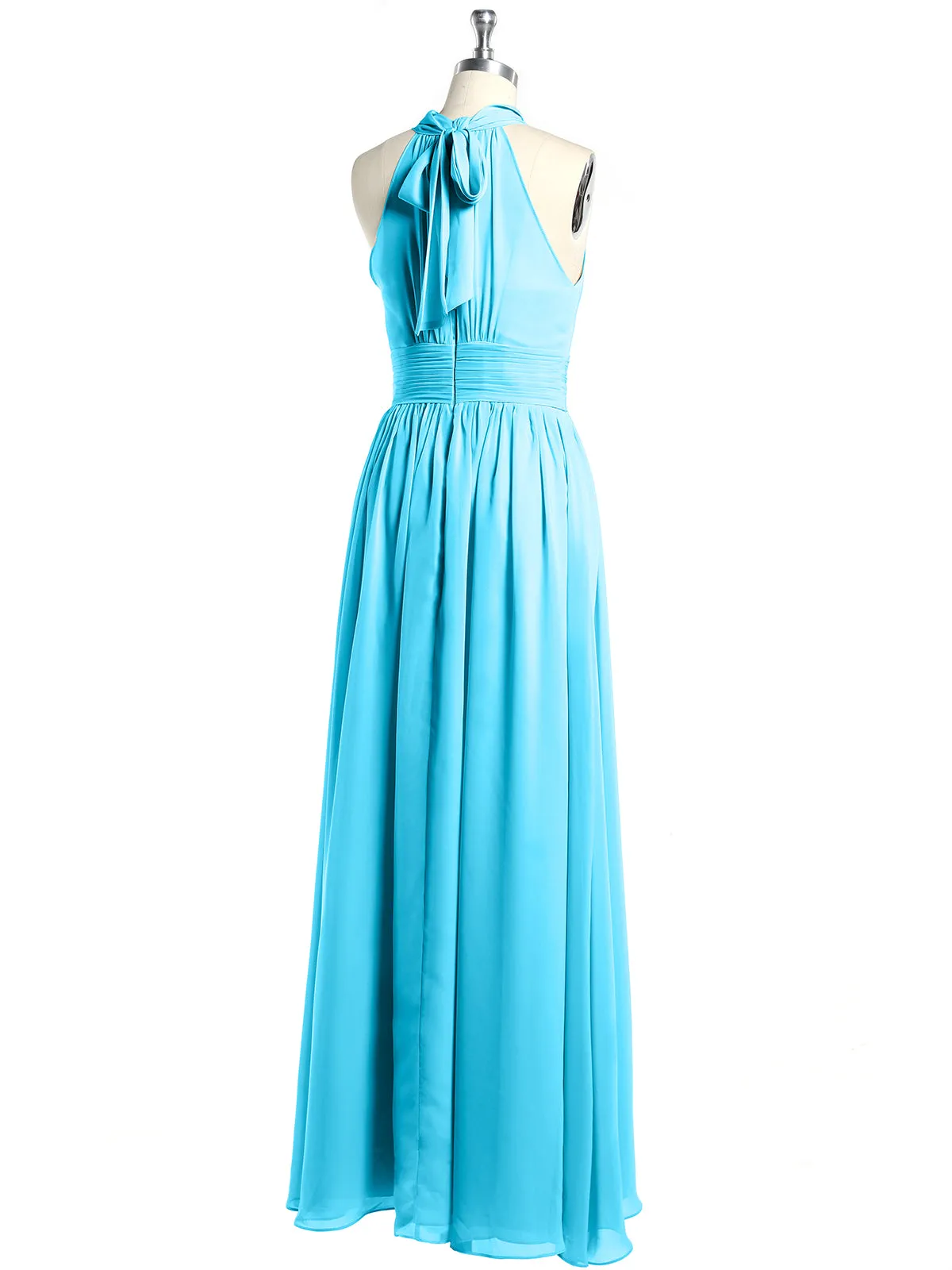 High Neck Full Length Dresses with Slit Pool Plus Size