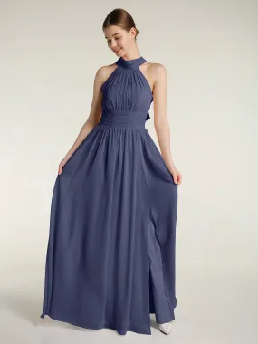 High Neck Full Length Dresses with Slit Stormy Plus Size