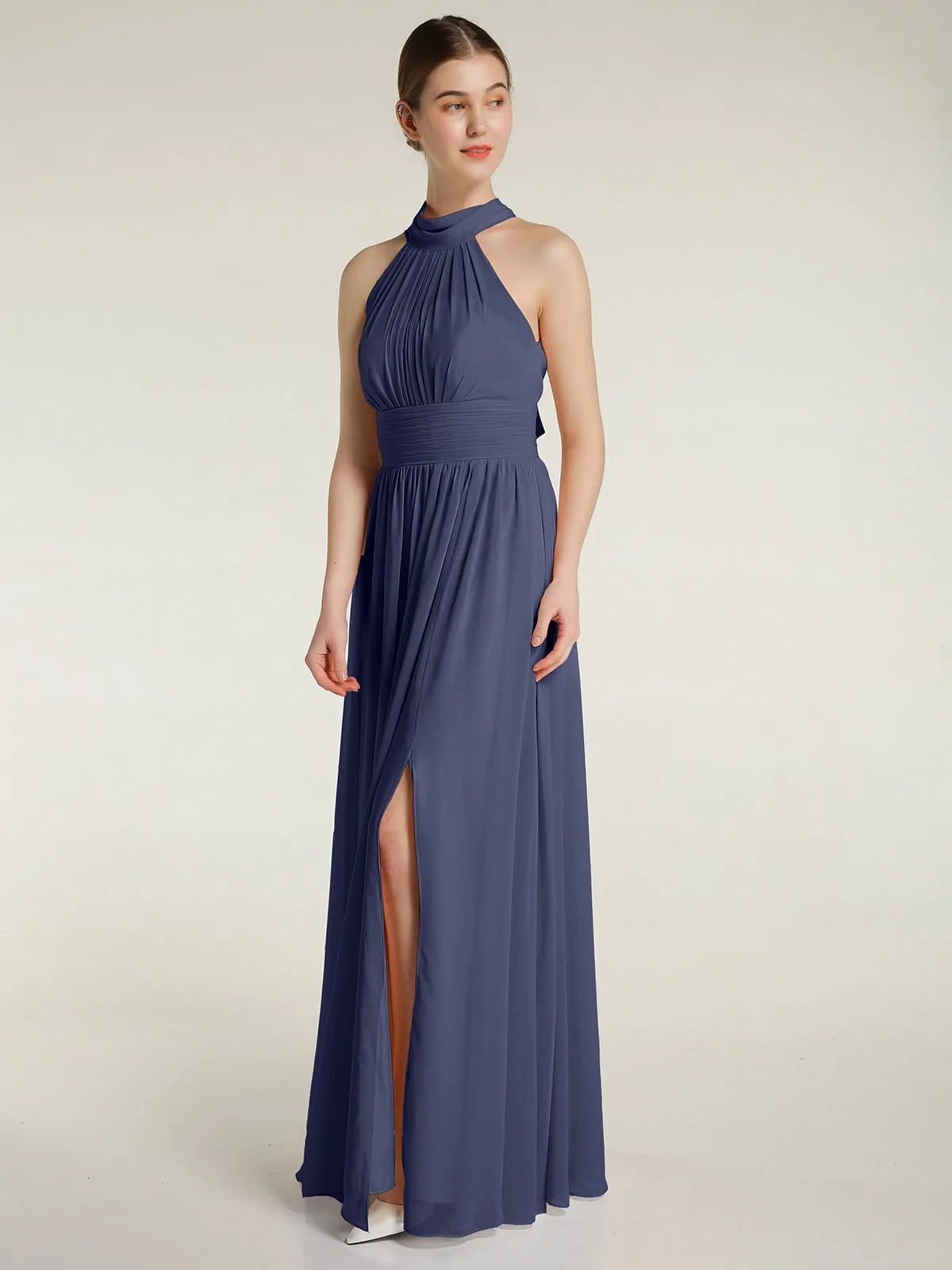 High Neck Full Length Dresses with Slit Stormy Plus Size