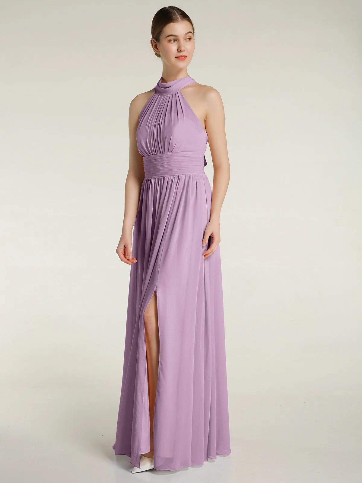 High Neck Full Length Dresses with Slit Wisteria Plus Size