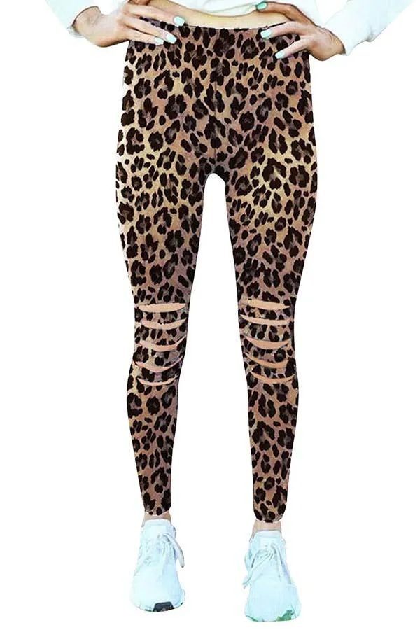 High Waisted Cut Out Knee Yoga Workout Leggings