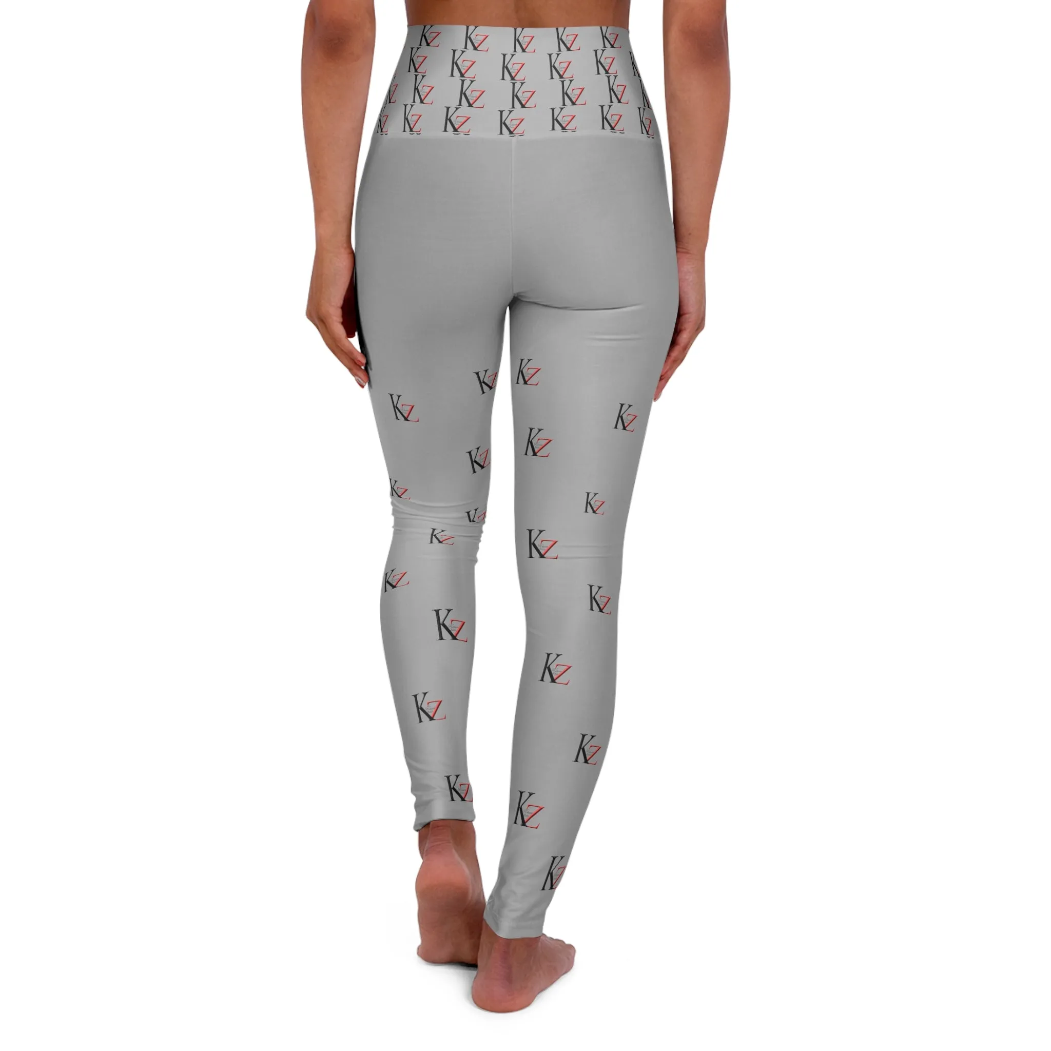 High Waisted KZ monogram Leggings (Light Gray))