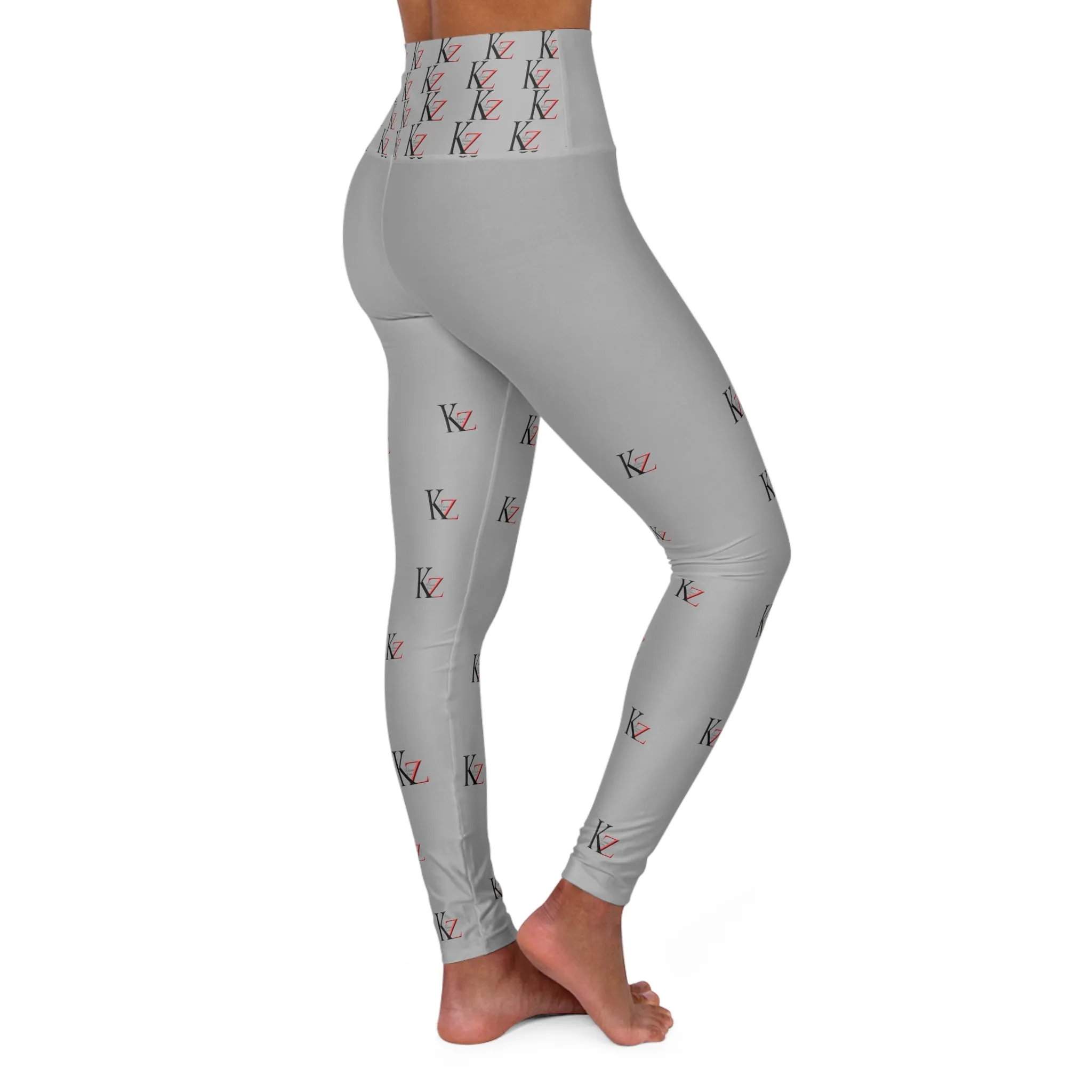 High Waisted KZ monogram Leggings (Light Gray))