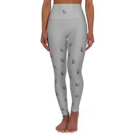 High Waisted KZ monogram Leggings (Light Gray))