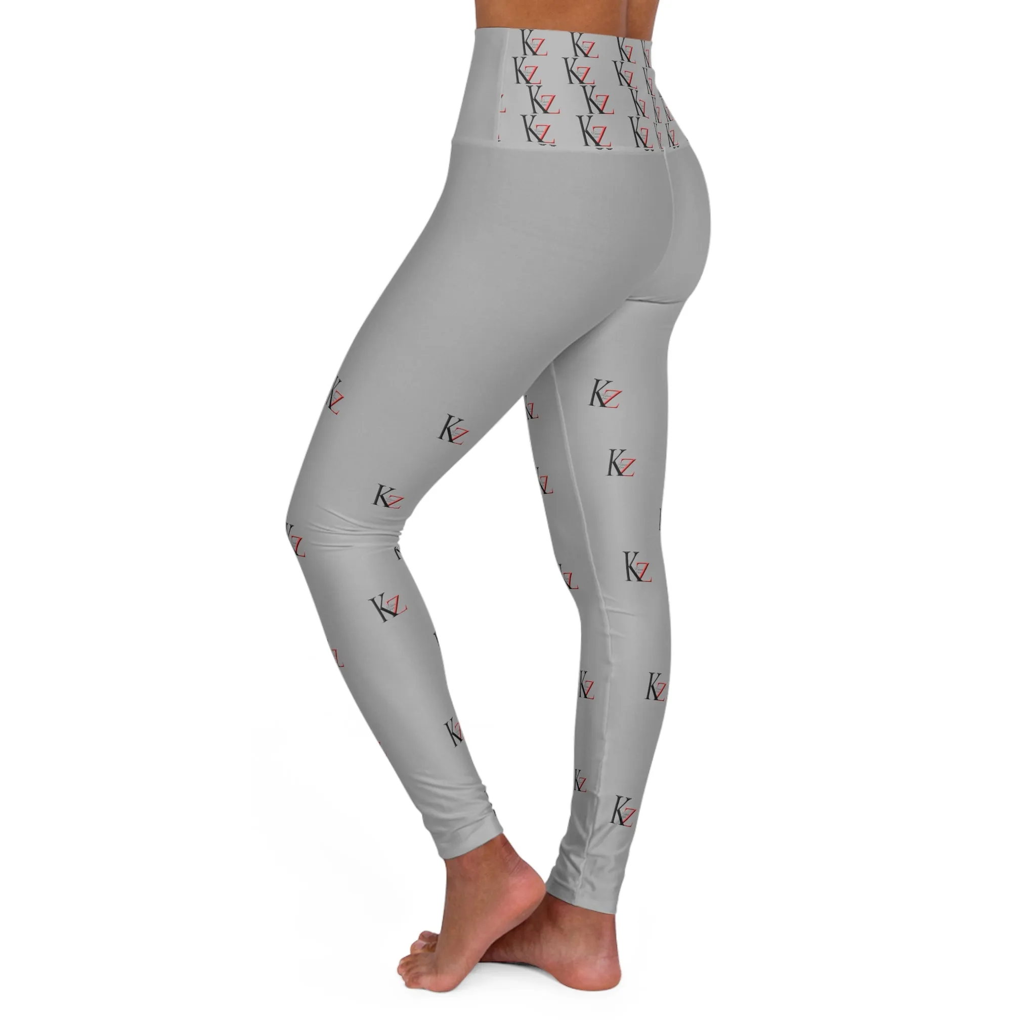 High Waisted KZ monogram Leggings (Light Gray))