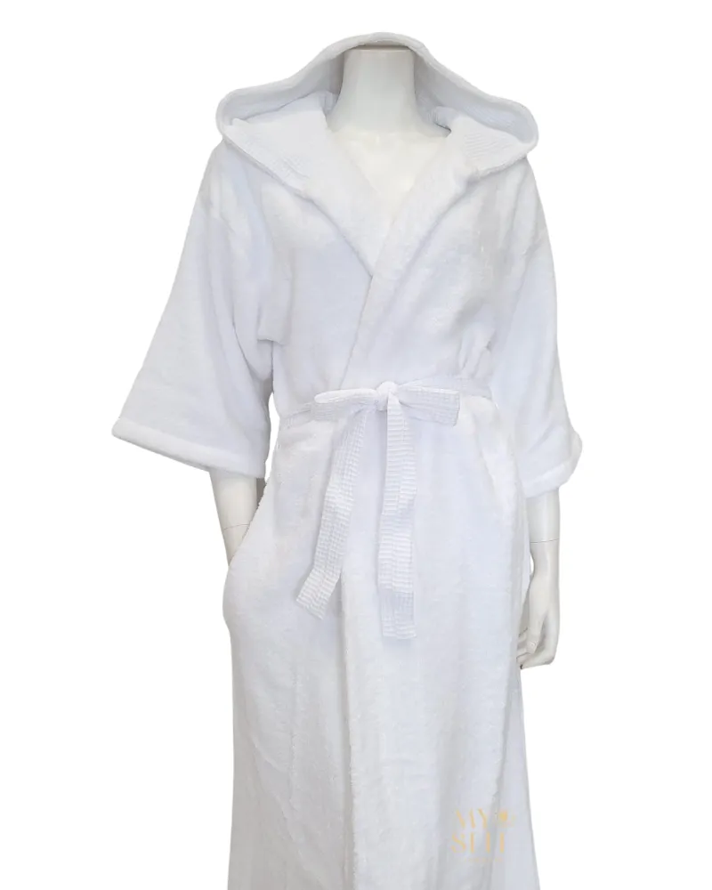 Iora Lingerie 100% Cotton Hooded Terry Bath Robe