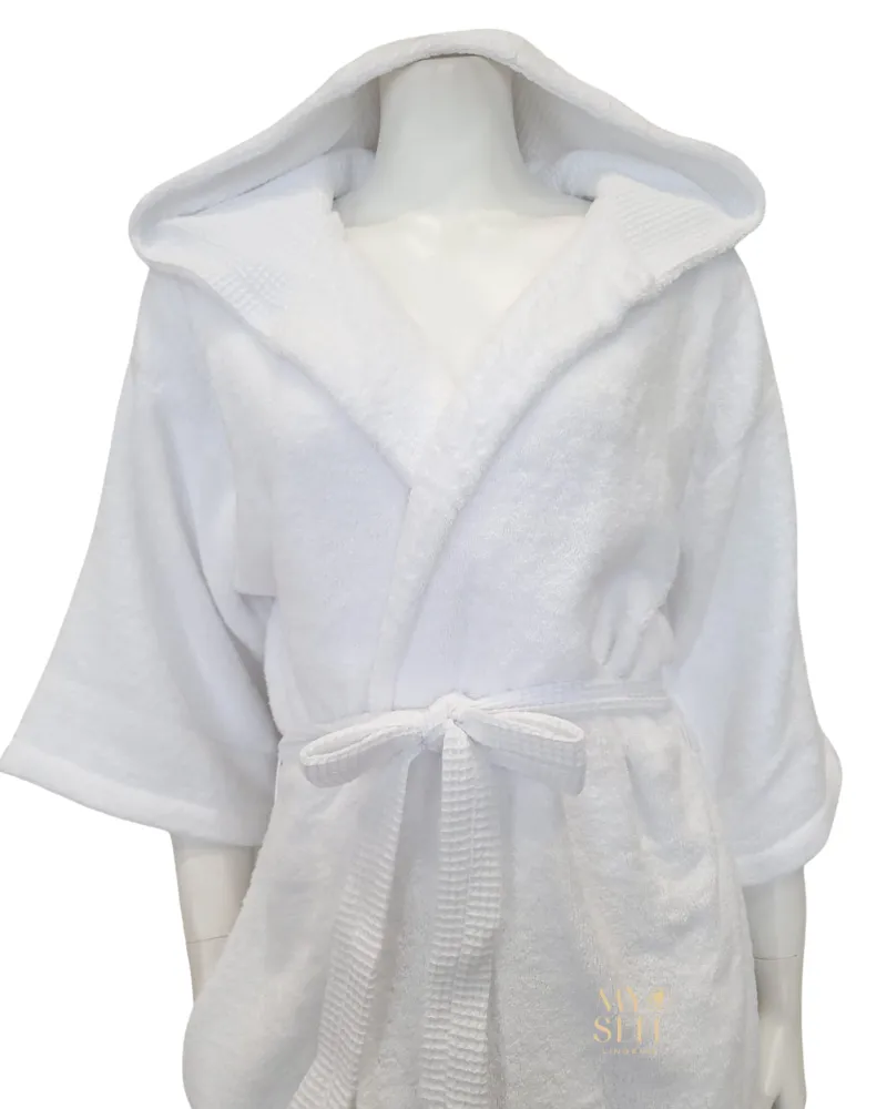 Iora Lingerie 100% Cotton Hooded Terry Bath Robe