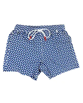 Isaia Swim Shorts Navy White M - Men Swimwear