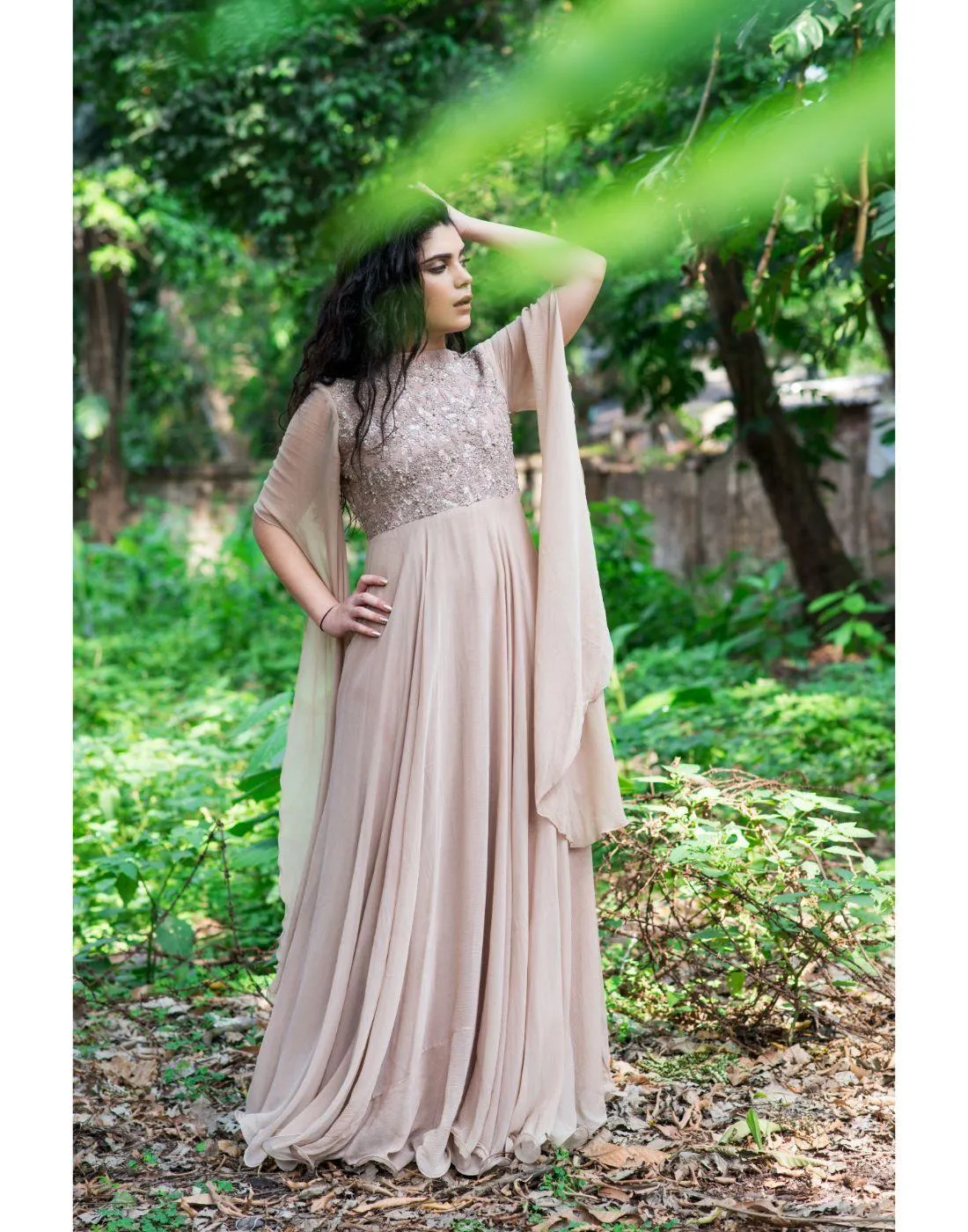 KAIRA's Rent Elongated Sleeves Full Length Gown