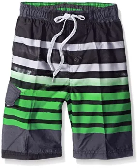 Kanu Surf boys Reflection Quick Dry Upf 50  Beach Swim Trunks, Reflection Black/Green, 6-May US
