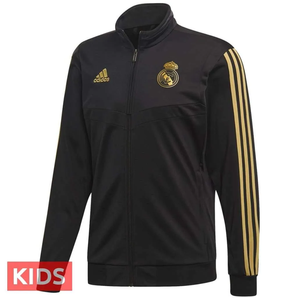 Kids - Real Madrid soccer black bench training tracksuit 2019/20 - Adidas