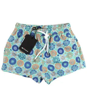 Kiton Kids Swim Shorts Aqua Navy Orange Medallions - 6 Years Old - SALE