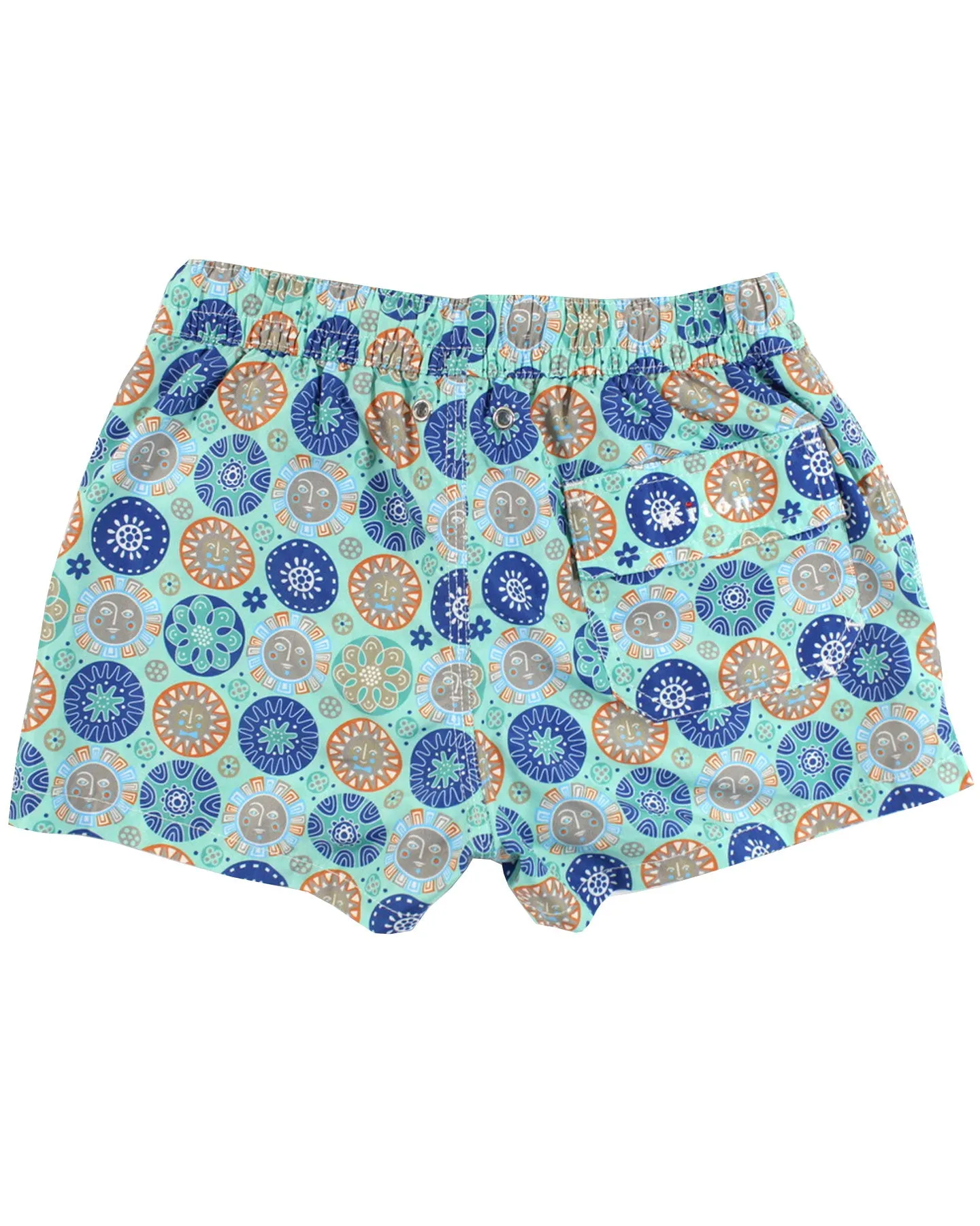 Kiton Kids Swim Shorts Aqua Navy Orange Medallions - 6 Years Old - SALE
