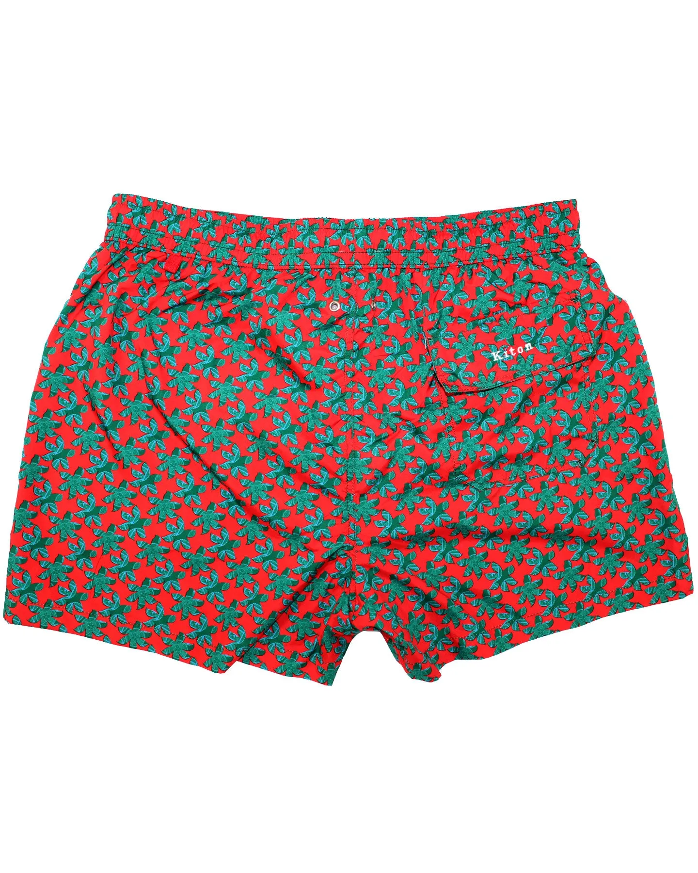 Kiton Swim Shorts L Red Blue Green Leaves - Men Swimwear SALE