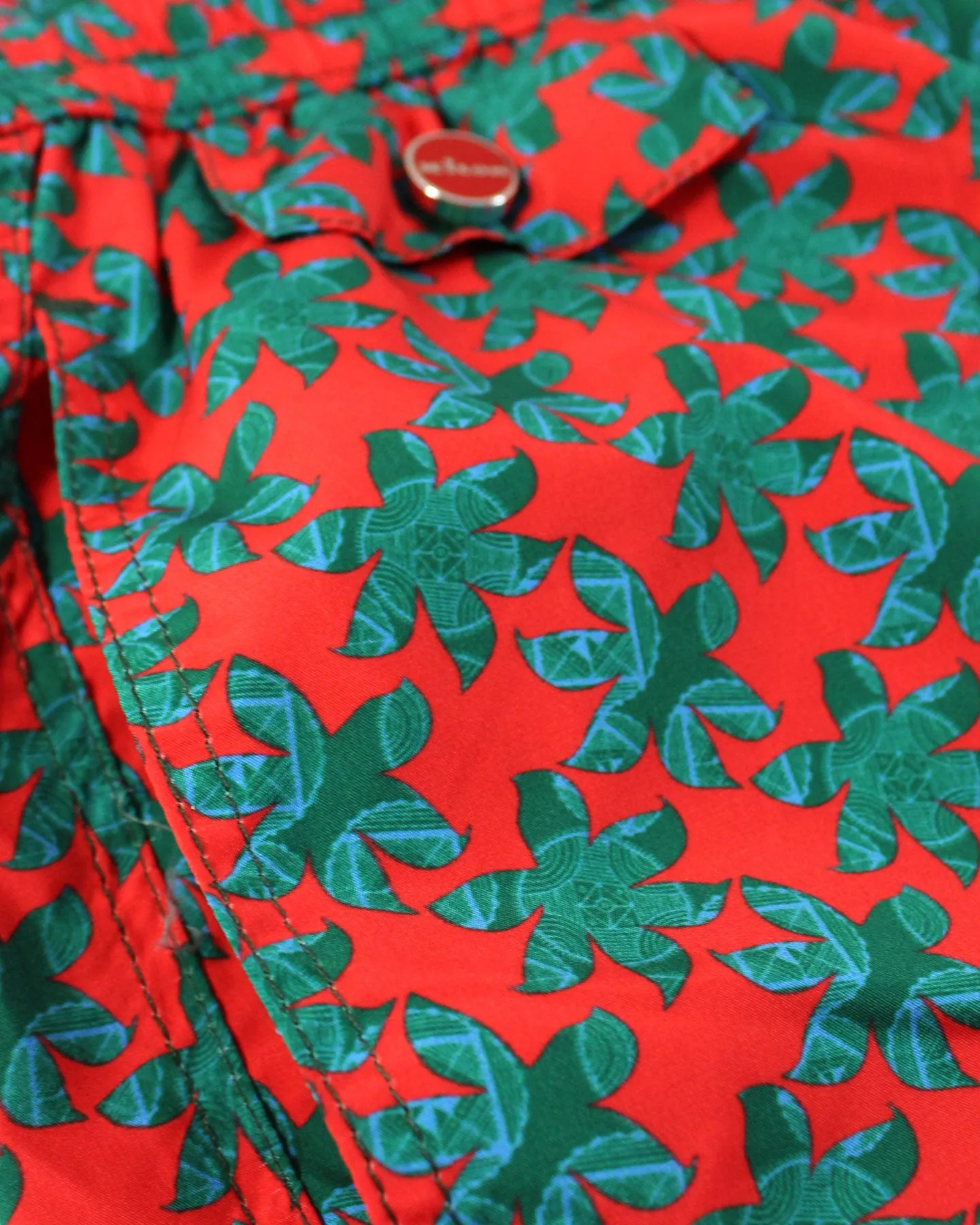 Kiton Swim Shorts L Red Blue Green Leaves - Men Swimwear SALE