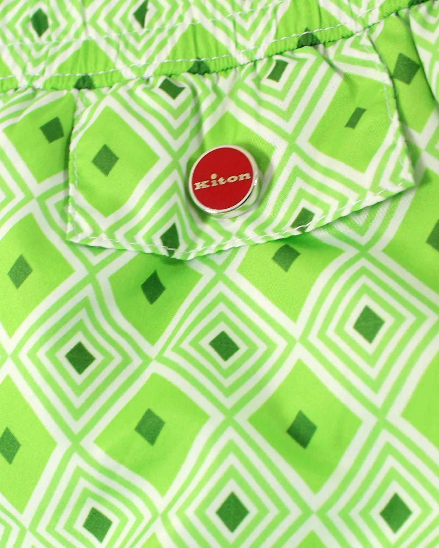 Kiton Swim Shorts M Green Geometric - Men Swimwear SALE