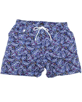 Kiton Swimwear Men Swim Shorts L Dark Blue Swirl SALE