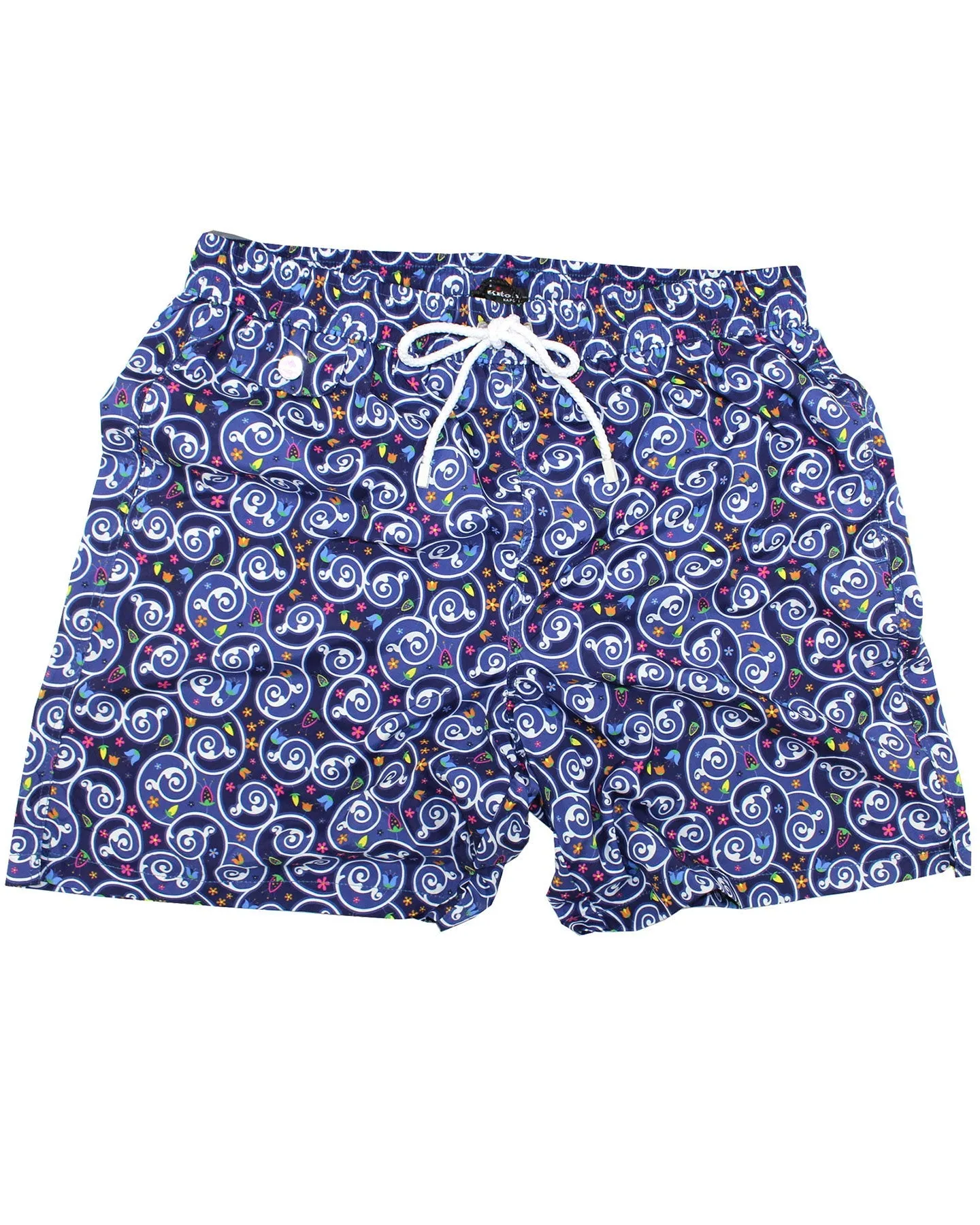 Kiton Swimwear Men Swim Shorts L Dark Blue Swirl SALE